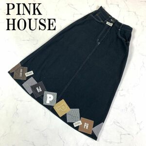 LA7315 ピンクハウス パッチワークスカート 黒ブラック 綿100％PINK HOUSE ピンクハウス コットン