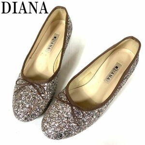 LA7346 Diana flat shoes lame ribbon tea color series DIANA Brown 22 1/2