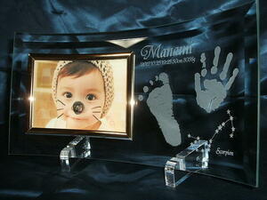  baby. hand-print ( foot-print )& star seat. etching photo frame d