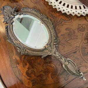 フランスアンティーク　ミラー　ハンドミラー　ルイ15世様式　ロココ様式　アンティークミラー　手鏡