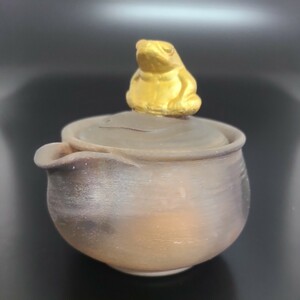 s39). bin unused gold paint .... Ono wide person inspection : small teapot Bizen . Yakishime 