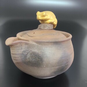 s46). bin unused gold paint .... Ono wide person inspection : small teapot Bizen . Yakishime 