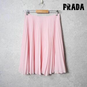  прекрасный товар PRADA Prada размер 38 шифон колени длина midi длина юбка в складку flair юбка розовый 