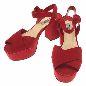 [ beautiful goods ] PRADA / Prada | suede thickness bottom high heel | 40 | red | lady's 
