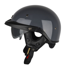 ハーフヘルメット 新品 半キャップヘルメット 内蔵ゴーグル 収納可 調整可能 DOT安全認証 SOMAN H3 グレー　サイズ：M_画像3