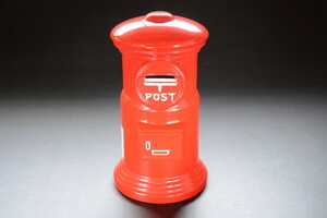 古い貯金箱 郵便ポスト形 高さ約30cm 陶器製 検索用語→B10内昭和レトロ