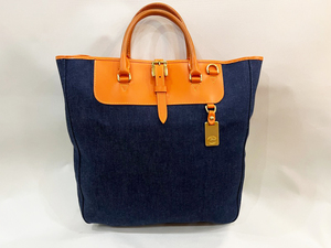 未使用 DOONEY＆BOURKE/ドゥーニー＆バーク デニムレザーコンビネーション2wayトートバッグ ネイビー×ブラウン デニムトート ユニセックス