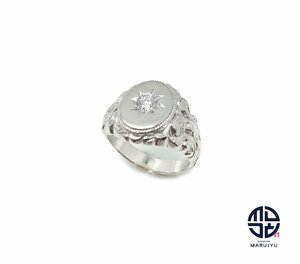 PT900 プラチナ ダイヤモンド D0.26ct 印台 メンズ リング 指輪 約18号 アクセサリー