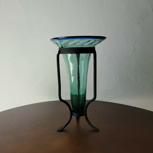 Flower Vase ガラス 鉄土台 モダン 北欧 ミッドセンチュリー ヴィンテージ デザイン フラワーベース 花瓶 花器 インテリア