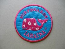 90s SURFBOARDS LAHAINA花クジラ ワッペン/くじら鯨ラハイナ大阪LOGOアメ村サーフィンSURFサーフSK8ロゴ海パッチPATCH波乗り V191_画像1