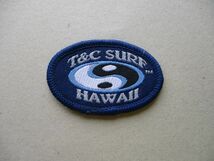 90s T&C SURFタウン＆カントリーHAWAIIサーフィンSURFビンテージ ワッペン/ビンテージvintageサーフ陰陽ハワイ海パッチPATCHタウカン V191_画像1