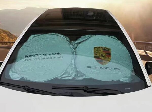 PORSCHE オリジナル サンシェード新品未使用 シルバー 折り畳み PORSCHE 車用 日除け