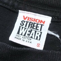 オールドスケート! 80s USA製 VISION STREET WEAR ヴィジョン ヴィンテージ ロゴ プリント 半袖 Tシャツ ブラック 黒 S メンズ 古着 当時物_画像6