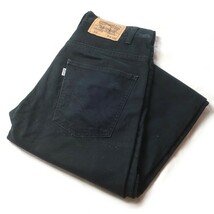 定番モデル! Levi's リーバイス 519 ハイウエスト テーパード スリム コットン ピケ パンツ ブラック 黒 W30 メンズ 古着 アイビー_画像1