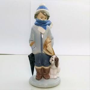 K/　リヤドロ　LLADRO　寒い日　少年と犬　置物　フィギュリン　陶器　男の子　犬　0712-1