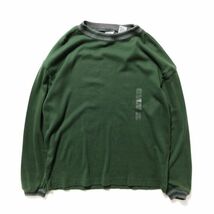 デッドストック 00's ギャップ GAP リブライン ロングスリーブ コットン Tシャツ 長袖 (L) 緑 無地 ロンT 00年代 旧タグ オールド Y2K_画像1