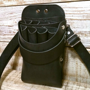 si The - case cow leather 8 number difference . hand made handmade beauty . Barber . trimmer si The - pouch scissor bag leather original leather leather belt black 