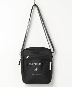 MO/KANGOL (カンゴール) メッシュポケット 縦型 ショルダーバッグ ブラック/ホワイト KGSA-BG00262