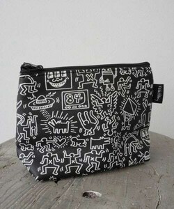 MO/Keith Haring(キースヘリング) Mini Pouch 総柄 ミニ ポーチ ブラック KH-KH2213