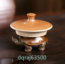 特価★ 亀 純銅製 長寿 茶器 置物 細密彫刻_画像9