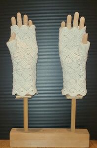 手編み　日除け手袋　　ホワイト