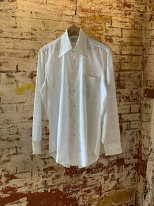 70s Career Club PRINTED SHIRT ヴィンテージ ビンテージ プリントシャツ 白シャツ 長袖シャツ アメトラ トラッド TRAD 60s 送料無料