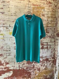 ~90s LANDS' END POLO SHIRT MADE IN USA ランズエンド ポロシャツ アメリカ製 USA製 XL アメトラ トラッド TRAD 80s GREEN 送料無料