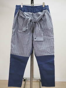 sneeuw スニュウ 16SSシャツドッキングイージーパンツ3紺×灰 日本製