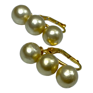 CELINE Celine dot earrings accessory small articles 3 ream pearl GP Gold 