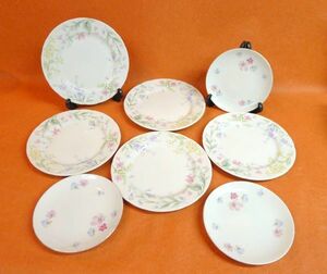 g095 NARUMI CHINA 6.5寸中皿 5客揃 5寸取り皿 3客揃 まとめて8客 デザート皿 洋食器/100