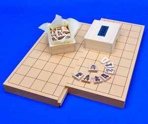 将棋セット　新桂1寸スライド将棋盤セット(木製将棋駒アオカ押し駒)