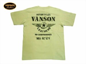 バンソン VANSON NVST-2319 フライングスター＆ステンシルロゴ プリント 6.2オンス 天竺 半袖Tシャツ セージグリーン XLサイズ 新品
