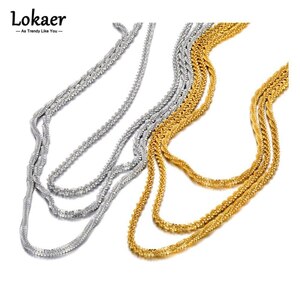  choker necklace stainless steel gold chain lady's 