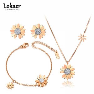 ピアス ブレスレット ネックレス ラインストーン 花 フラワー ステンレス デイジー レディース