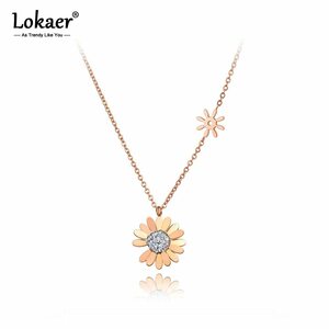  choker pendant necklace rhinestone flower flower daisy titanium lady's 