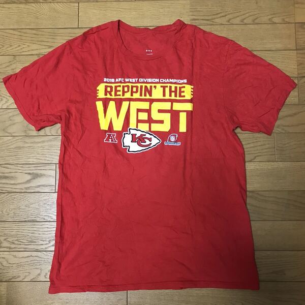 NFL KANSAS CITY CHIEFS MEN’S SHORT SLEEVE T-SHIRTS size-M(着丈71身幅52) 中古(美品) 送料無料 NCNR