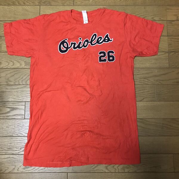 MLB BALTIMORE ORIOLES #26 POWELL MEN’S SHORT SLEEVE T-SHIRTS size-M(着丈69身幅50) 中古 送料無料 NCNR