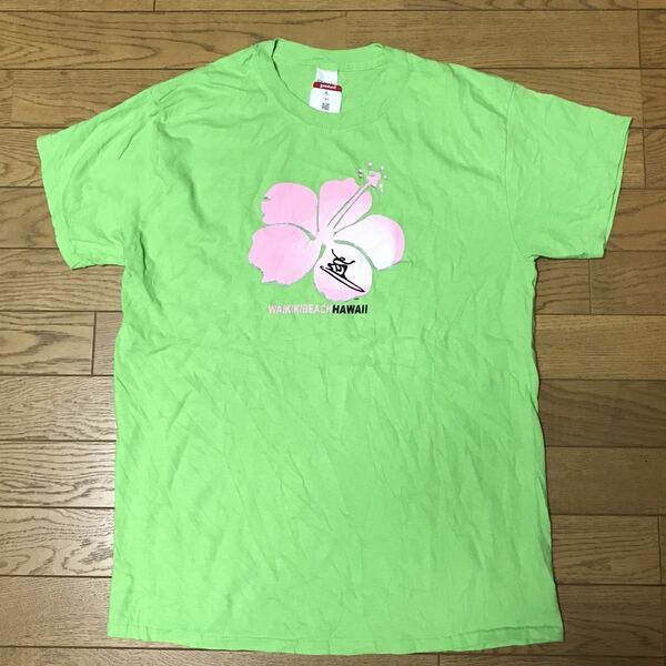 “WAIKIKI BEACH HAWAII” MEN’S SHORT SLEEVE T-SHIRTS size-M(着丈70身幅51) 未使用 送料無料 NCNR