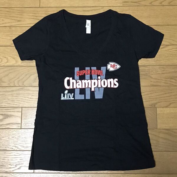 NFL KANSAS CITY CHIEFS “SUPER BOWL CHAMPIONS” WOMEN”S SHORT SLEEVE T-SHIRTS size-S(着丈57身幅40) 中古(美品) 送料無料 NCNR