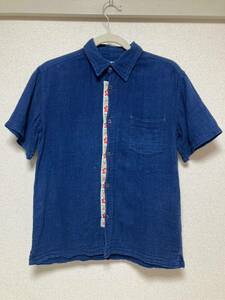  Hollywood Ranch Market gai Gin meido indigo dyeing gauze shirt Indigo dyeing short sleeves shirt HRM