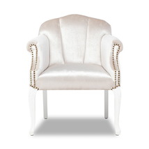 チェア アームチェア 椅子 1人掛け 一人 1人用 アンティーク調 猫脚 木製 布地 ホワイト×ベージュベルベット シェルファ 6096-18F220_画像2