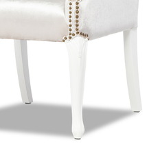 チェア アームチェア 椅子 1人掛け 一人 1人用 アンティーク調 猫脚 木製 布地 ホワイト×ベージュベルベット シェルファ 6096-18F220_画像10