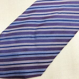 N209 美品◎ Andrew's Ties イタリア製 上質 ネクタイ ストライプ柄 紫系 シルク100% 絹