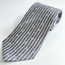 AS0633 都路 メンズ ネクタイ 刺繍 総柄 ストライプ 絹100％ シルク ネイビー 紺 グレー 灰 水色 アイボリー 白 葉 和風柄_画像1