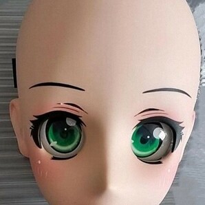 ハーフマスク 眼球付き 緑 小醤 樹脂製 ヘッドロリータ人形 コスプレマスク 変身 仮装 着ぐるみ 二次元美少女の画像1