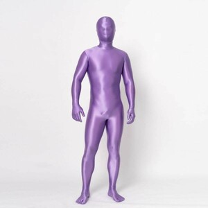 全身タイツ 超光沢 紫 男性女性兼用 Sサイズ ゼンタイ コスプレ ZENTAI レオタード ボディースーツ 仮装 イベント コスチューム 戦隊