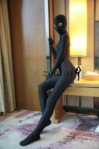 全身タイツ 目開き 黒 男性女性兼用 Mサイズ ゼンタイ コスプレ ZENTAI レオタード ボディースーツ 仮装 イベント コスチューム 戦隊