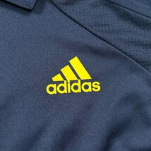 adidas アディダス 半袖ポロシャツ ネイビー イエロー サイズM メッシュ スポーツウェア トップス メンズ ヴィンテージ_画像4