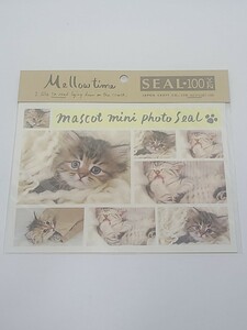 猫　シールセット　サイベリアン？　Mellow time mascot mini photo seal　グッズ　にゃんこ