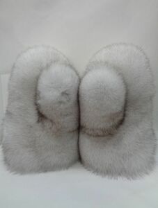  custom-made blue * fox fur fur * mitten gloves 